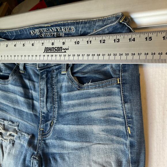 American Eagle Outfitters Women Skinny Jeans size 6 US Blue Mid Rise Stretch - Picture 2 of 11